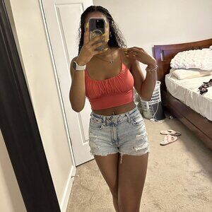 Pink Spaghetti Strap Crop Top